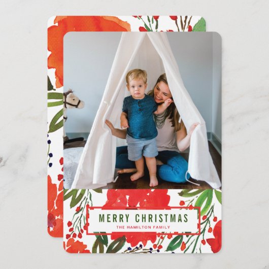 Kerstmis en handschilderen feestdagenkaart (Voorkant / Achterkant)