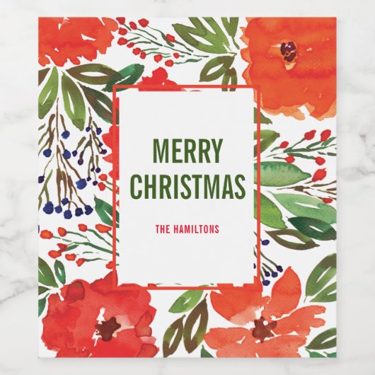 Kerstmis en handschilderen wijn etiket (Enkel label)