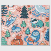 KERSTMIS EN HANUKKAH BOS DIEREN CADEAU WRAP CADEAUPAPIER (Vlak)