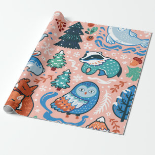 KERSTMIS EN HANUKKAH BOS DIEREN CADEAU WRAP CADEAUPAPIER