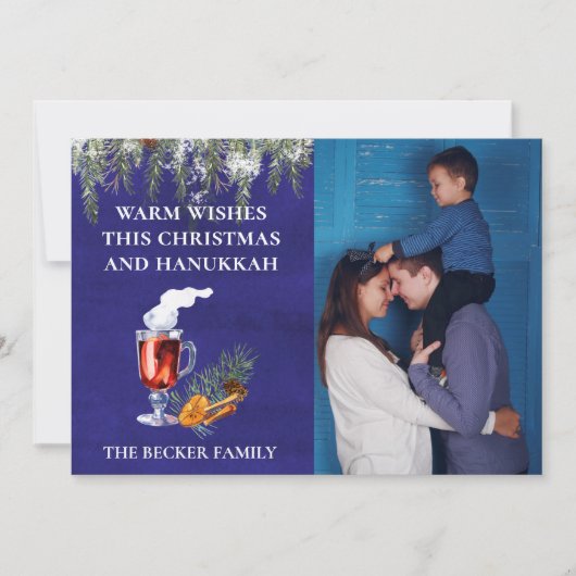 Kerstmis en Hanukkah Foto Sjabloon Hartelijke Wens (Voorkant)