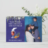 Kerstmis en Hanukkah Foto Sjabloon Hartelijke Wens (Staand voorkant)