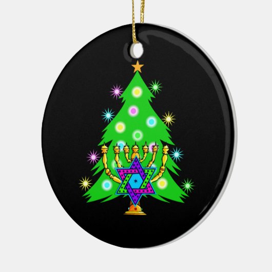 Kerstmis en Hanukkah samen Keramisch Ornament (Links)