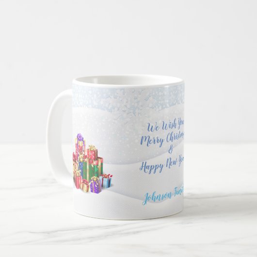 Kerstmis en Happy Nieuwjaar Winter Holiday Snowman Koffiemok (Voorkant links)