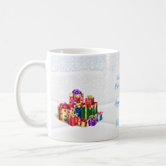 Kerstmis en Happy Nieuwjaar Winter Holiday Snowman Koffiemok (Links)