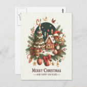 Kerstmis en het nieuwe jaar. briefkaart (Voorkant / Achterkant)