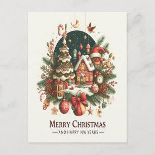 Kerstmis en het nieuwe jaar. briefkaart