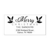 Kerstmis en Holly Whimsical Script Return-adres Rubberstempel (Afrduk)