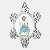 Kerstmis en Igloo Slumber Santa Ontworpen Tin Sneeuwvlok Ornament (Rechts)