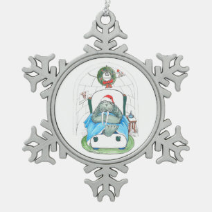 Kerstmis en Igloo Slumber Santa Ontworpen Tin Sneeuwvlok Ornament