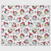 Kerstmis en Kat met snoepsnoeren Cadeaupapier (Vlak)