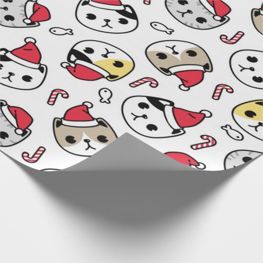 Kerstmis en Kat met snoepsnoeren Cadeaupapier (Hoek)