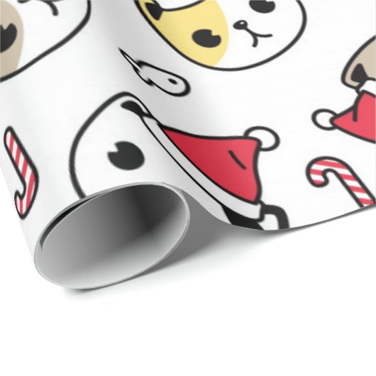 Kerstmis en Kat met snoepsnoeren Cadeaupapier (Rol Hoek)