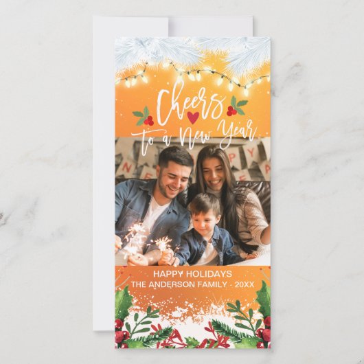 Kerstmis en kerstfeest op een nieuwjaars groet fot feestdagenkaart (Voorkant)