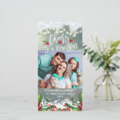 Kerstmis en kerstfeest op een nieuwjaars groet fot feestdagenkaart (Staand voorkant)