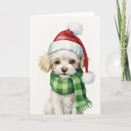 Kerstmis en Kersthond, Feestdagen hond, Lhasa Kaart (Voorkant)