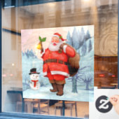 Kerstmis en kersthut Snowman Raamsticker (Cafe Raam)