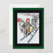 Kerstmis en Kersti op Sleigh Ride Feestdagenkaart (Voorkant / Achterkant)