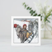 Kerstmis en Kersti op Sleigh Ride Feestdagenkaart (Staand voorkant)