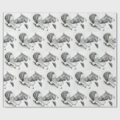 Kerstmis en kerstman cadeaupapier (Vlak)