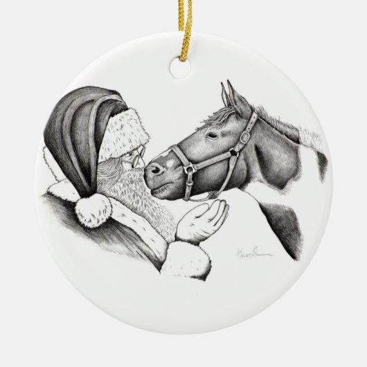 Kerstmis en kerstman keramisch ornament (Voorkant)