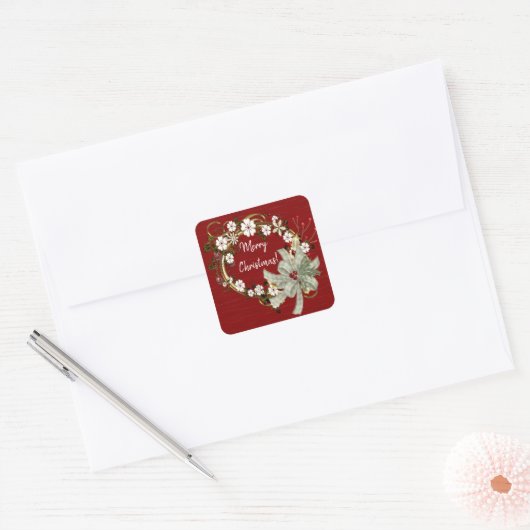 Kerstmis en koeien vierkante sticker (Envelop)