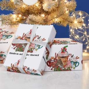 Kerstmis en koffie geobsedeerd cadeaupapier