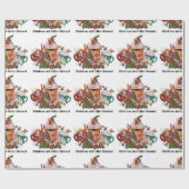 Kerstmis en koffie geobsedeerd cadeaupapier (Vlak)