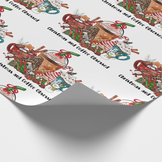 Kerstmis en koffie geobsedeerd cadeaupapier (Hoek)