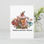 Kerstmis en koffie geobsedeerd kaart (Staand voorkant)