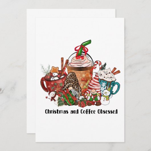 Kerstmis en koffie geobsedeerd kaart (Voorkant / Achterkant)