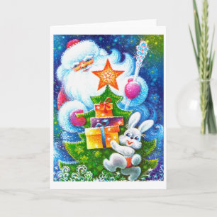 Kerstmis en konijntje feestdagen kaart