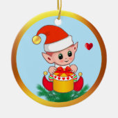 Kerstmis en kunsten op Sky Blue Keramisch Ornament (Voorkant)