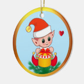 Kerstmis en kunsten op Sky Blue Keramisch Ornament (Links)