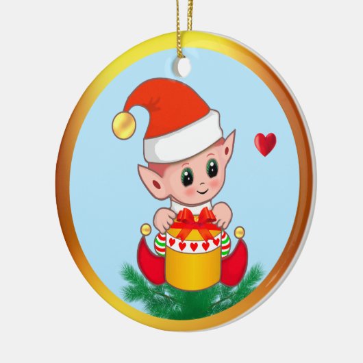 Kerstmis en kunsten op Sky Blue Keramisch Ornament (Links)