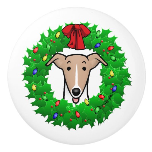 Kerstmis en lichtgewicht — Fawn & white Keramische Knop (Voorkant)