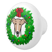 Kerstmis en lichtgewicht — Fawn & white Keramische Knop (Rechts)