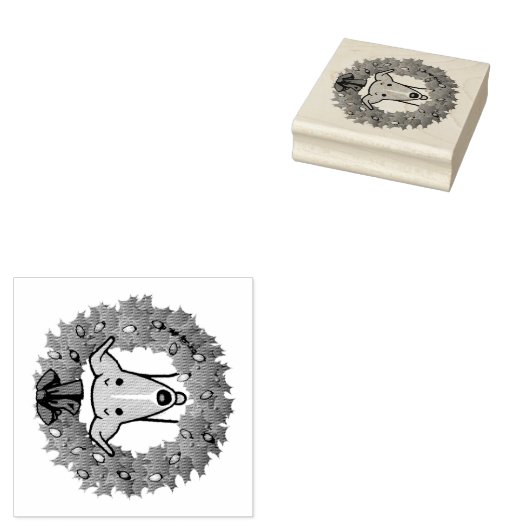 Kerstmis en lichtgewicht — Fawn & white Rubberstempel (Gestempeld)