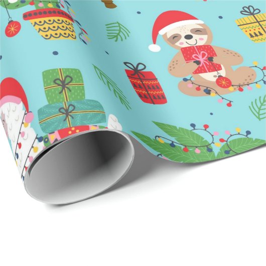 Kerstmis en llama-patroon cadeaupapier (Rol Hoek)
