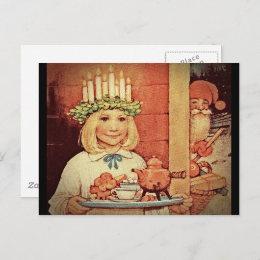 Kerstmis en Lucia Day Karin Feestdagenkaart (Voorkant / Achterkant)