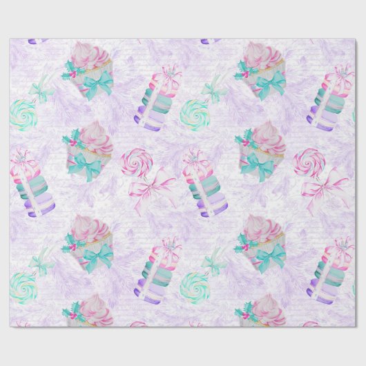 Kerstmis en macarons cadeaupapier (Vlak)