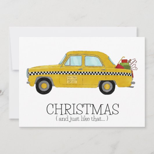 Kerstmis en net als die New York Taxi Cab. Feestdagenkaart (Voorkant)