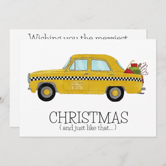 Kerstmis en net als die New York Taxi Cab. Feestdagenkaart (Voorkant / Achterkant)