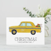 Kerstmis en net als die New York Taxi Cab. Feestdagenkaart (Staand voorkant)