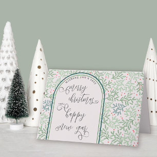 Kerstmis en Nieuwjaar Calligrafie Wintergroen Feestdagen Kaart