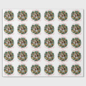 Kerstmis en Nieuwjaar groeten, foto in een kroon Cadeaupapier (Vlak)