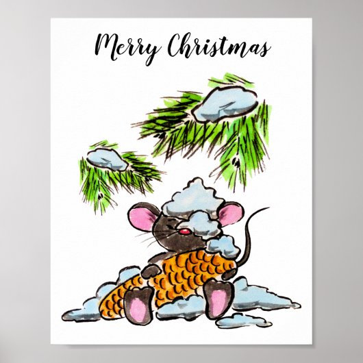 Kerstmis en Nieuwjaar met een kegel Poster (Voorkant)