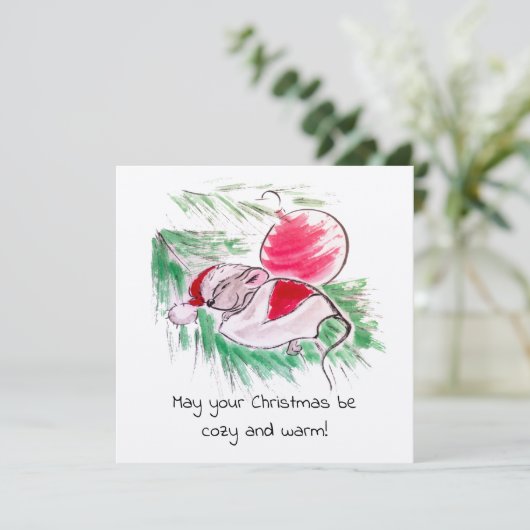 Kerstmis en Nieuwjaar met een kleine muis (Staand voorkant)