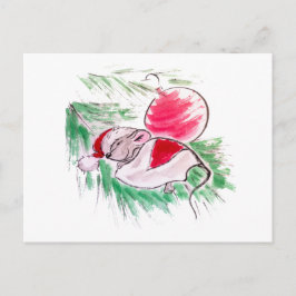 Kerstmis en Nieuwjaar met een kleine muis Briefkaart