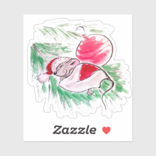 Kerstmis en Nieuwjaar met een kleine muis Sticker (Vel)